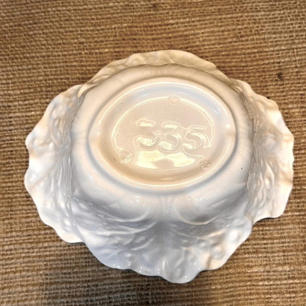 Vintage Mirimar of California Ceramic Cabbage Bowl & Leaf Set White 334 & 335 - Picture 13 of 14